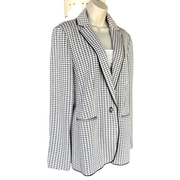 Ann Taylor The Tall Hutton Blazer Houndstooth Knit Stretch Workwear 12 NWT - Picture 2 of 7